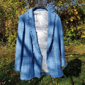 NWT ZARA Cinderella Blue Blazer Jacket with Rhinestone buttons